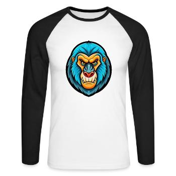 Mandrill Colorful Kawaii Cartoon Character Clipart - Unisex Long Sleeve Baseball T-Shirt - white/black - Front - Nik (191cm)
