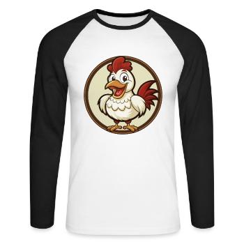 Huhn Bunte Kawaii Cartoon Figur Clipart - Unisex Baseballshirt langarm - Weiß/Schwarz - Vorne - Nik (191cm)