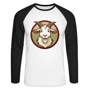 Ziege Bunt Kawaii Cartoon Figur Clipart Haustier - Unisex Baseballshirt langarm - Weiß/Schwarz - Vorne - Nik (191cm)