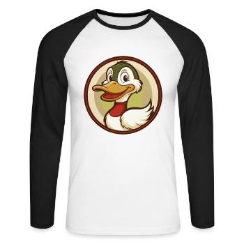 Duck Colorful Kawaii Cartoon Character Clipart Pet - Unisex Long Sleeve Baseball T-Shirt - white/black - Front - Nik (191cm)