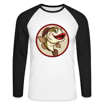 Fish Colorful Kawaii Cartoon Character Clipart Pet - Unisex Long Sleeve Baseball T-Shirt - white/black - Front - Nik (191cm)