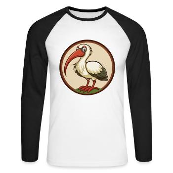 Ibis Colorful Kawaii Cartoon Character Clipart Pet - Unisex Long Sleeve Baseball T-Shirt - white/black - Front - Nik (191cm)