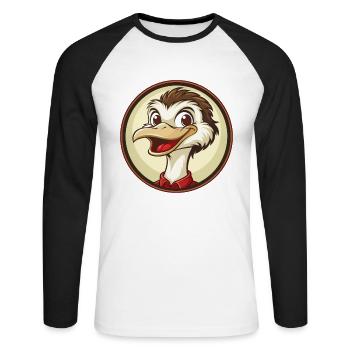 Strauß Bunte Kawaii Cartoon Figur Clipart - Unisex Baseballshirt langarm - Weiß/Schwarz - Vorne - Nik (191cm)