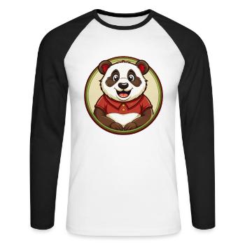 Panda Colorful Kawaii Cartoon Character Clipart - Unisex Long Sleeve Baseball T-Shirt - white/black - Front - Nik (191cm)