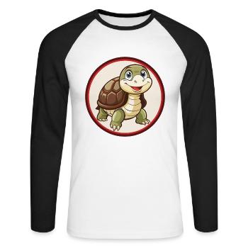 tortue coloré kawaii personnage de dessin animé clipart - T-shirt baseball manches longues Homme - blanc/noir - Devant - Nik (191cm)