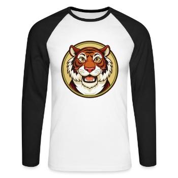 Tiger Bunte Kawaii Cartoon Figur Clipart - Unisex Baseballshirt langarm - Weiß/Schwarz - Vorne - Nik (191cm)