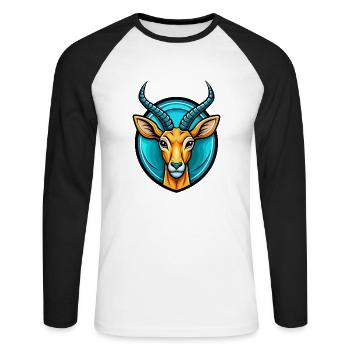 Impala Bunte Kawaii Cartoon Figur Clipart - Unisex Baseballshirt langarm - Weiß/Schwarz - Vorne - Nik (191cm)