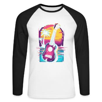 Ukulele 80s Look - Unisex Long Sleeve Baseball T-Shirt - white/black - Front - Nik (191cm)