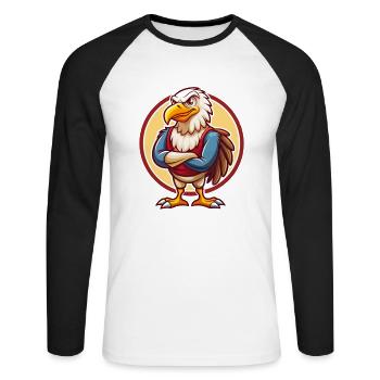Geier Lustig Kawaii Cartoon Clipart Tier Haustier - Unisex Baseballshirt langarm - Weiß/Schwarz - Vorne - Nik (191cm)