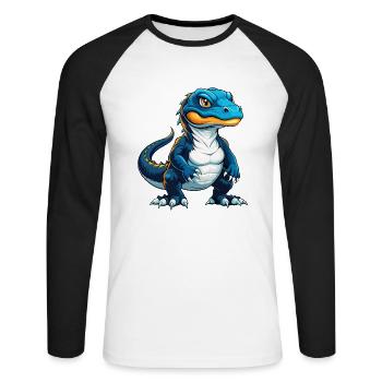Komodo Cool Kawaii Cartoon Character Clipart - Unisex Long Sleeve Baseball T-Shirt - white/black - Front - Nik (191cm)