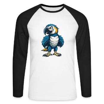 perroquet cool kawaii dessin animé personnage clipart - T-shirt baseball manches longues Homme - blanc/noir - Devant - Nik (191cm)