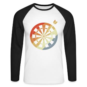Jeu de fléchettes Croquis Vintage - T-shirt baseball manches longues Homme - blanc/noir - Devant - Nik (191cm)