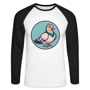 Dove Kawaii Cartoon Character Animal Pet Face - Unisex Long Sleeve Baseball T-Shirt - white/black - Front - Nik (191cm)