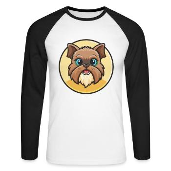 Griffon Bruxellois Dog Breed Cartoon Kawaii - Unisex Long Sleeve Baseball T-Shirt - white/black - Front - Nik (191cm)