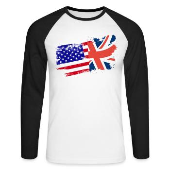 American Brithish Root - Unisex Long Sleeve Baseball T-Shirt - white/black - Front - Nik (191cm)