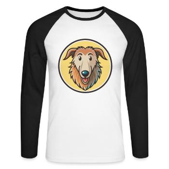 Pampas Deerhound Dog Breed Cartoon Kawaii Clipart - Unisex Long Sleeve Baseball T-Shirt - white/black - Front - Nik (191cm)