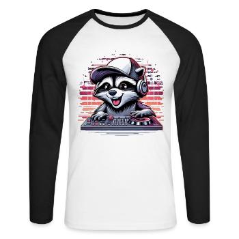 Wachbär DJ DJane Musik auflegen Geschenk - Unisex Baseballshirt langarm - Weiß/Schwarz - Vorne - Nik (191cm)