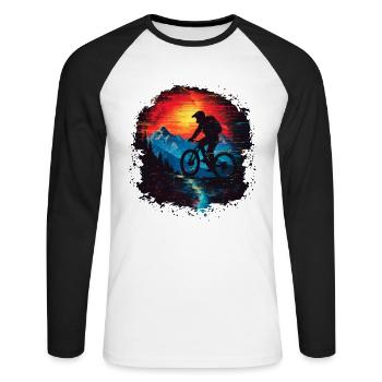 Amateur de VTT vintage - T-shirt baseball manches longues Homme - blanc/noir - Devant - Nik (191cm)