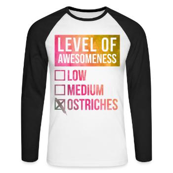 Strauß - Unisex Baseballshirt langarm - Weiß/Schwarz - Vorne - Nik (191cm)