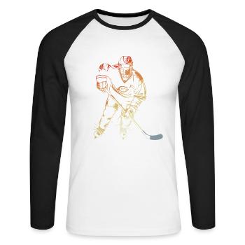 Eishockeyspieler Retro Stil - Unisex Baseballshirt langarm - Weiß/Schwarz - Vorne - Nik (191cm)