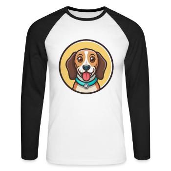 Cinghalais Chien Chien Race Dessin Animé Kawaii Clipart Animal de compagnie - T-shirt baseball manches longues Homme - blanc/noir - Devant - Nik (191cm)