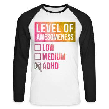 ADHD - Unisex Long Sleeve Baseball T-Shirt - white/black - Front - Nik (191cm)