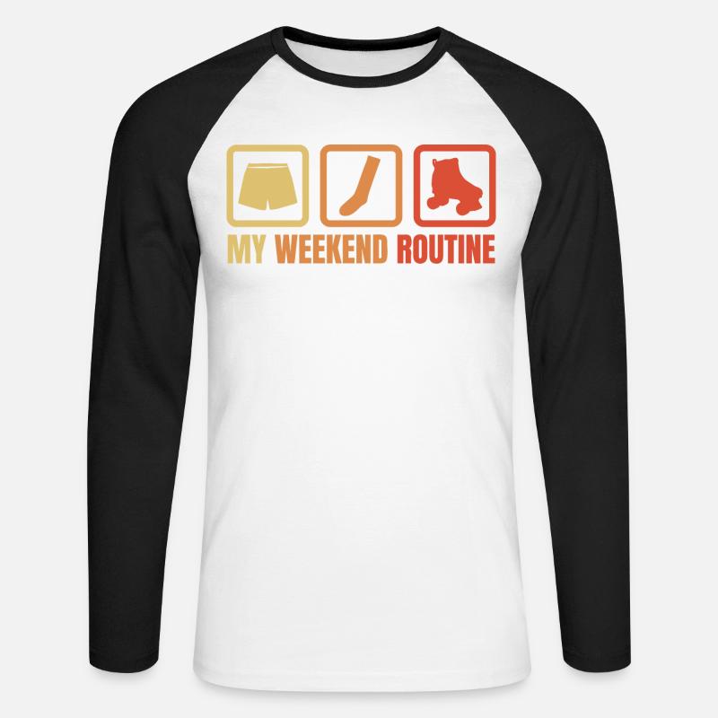 Wochenende mit Rollschuhen - Unisex Baseballshirt langarm - Weiß/Schwarz