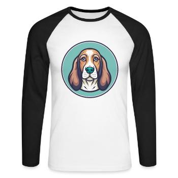 Basset Fauve De Bretagne Hunderasse Cartoon Kawaii - Unisex Baseballshirt langarm - Weiß/Schwarz - Vorne - Nik (191cm)