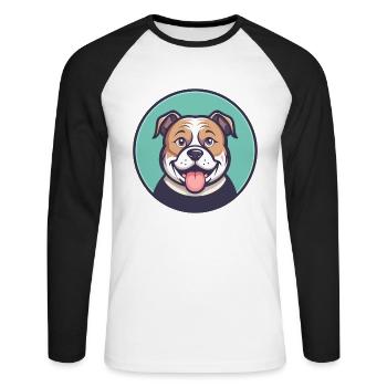 Billy Dog Race Dessin animé Kawaii Clipart Animal de compagnie - T-shirt baseball manches longues Homme - blanc/noir - Devant - Nik (191cm)
