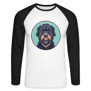 Schwarzer Russischer Terrier Hund Rasse Karikatur Kawaii Haustier - Unisex Baseballshirt langarm - Weiß/Schwarz - Vorne - Nik (191cm)
