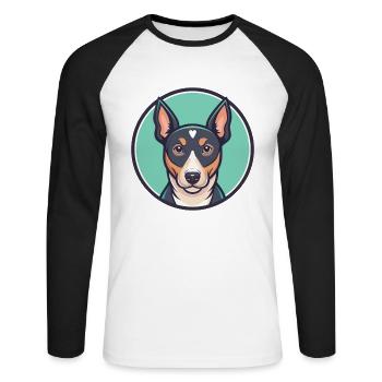 Ca Rater Mallorqui Hunderasse Karikatur Kawaii - Unisex Baseballshirt langarm - Weiß/Schwarz - Vorne - Nik (191cm)