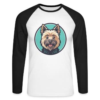 Cairn Terrier Hund Rasse Cartoon Kawaii Clipart Haustier - Unisex Baseballshirt langarm - Weiß/Schwarz - Vorne - Nik (191cm)