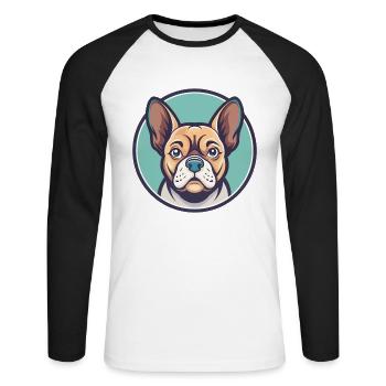 Braque Auvergne Dog Breed Cartoon Kawaii Clipart - Unisex Long Sleeve Baseball T-Shirt - white/black - Front - Nik (191cm)