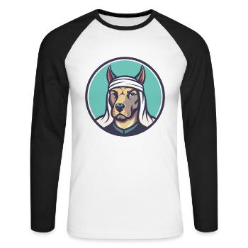 Bull Arab Dog Breed Cartoon Kawaii Clipart Animal - Unisex Long Sleeve Baseball T-Shirt - white/black - Front - Nik (191cm)