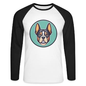 Braque Saint Germain Hunderasse Cartoon Kawaii Haustier - Unisex Baseballshirt langarm - Weiß/Schwarz - Vorne - Nik (191cm)