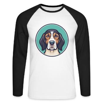 Bruno Jura Chien Chien Race Dessin animé Kawaii Clipart - T-shirt baseball manches longues Homme - blanc/noir - Devant - Nik (191cm)