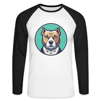 Bully Kutta Race de chien Drôle Dessin animé Kawaii Clipart - T-shirt baseball manches longues Homme - blanc/noir - Devant - Nik (191cm)