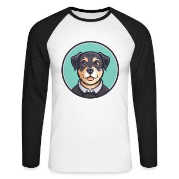Cao De Seo Miguel Hunderasse Karikatur Kawaii - Unisex Baseballshirt langarm - Weiß/Schwarz - Vorne - Nik (191cm)