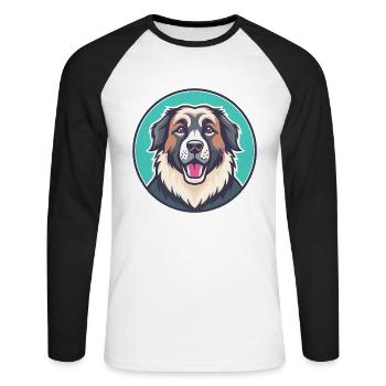 Caucasian Shepherd Dog Breed Cartoon Kawaii - Unisex Long Sleeve Baseball T-Shirt - white/black - Front - Nik (191cm)