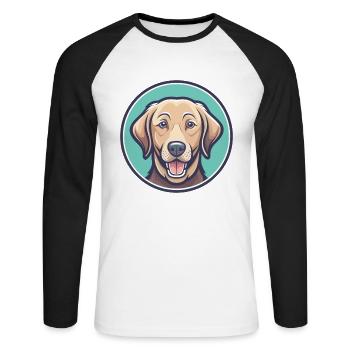 Chesapeake Bay Retriever Dog Breed Cartoon Kawaii - Unisex Long Sleeve Baseball T-Shirt - white/black - Front - Nik (191cm)