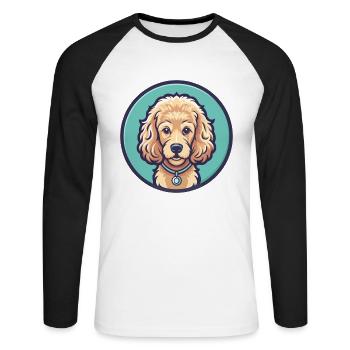 Corded Poodle Dog Breed Cartoon Kawaii Clipart Pet - Unisex Long Sleeve Baseball T-Shirt - white/black - Front - Nik (191cm)