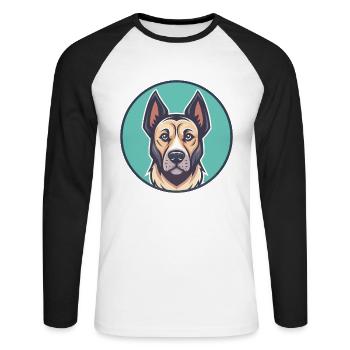 Cimarron Uruguayo Dog Breed Cartoon Kawaii Clipart - Unisex Long Sleeve Baseball T-Shirt - white/black - Front - Nik (191cm)