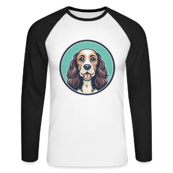 Englischer Cocker Spaniel Hunderasse Karikatur Kawaii - Unisex Baseballshirt langarm - Weiß/Schwarz - Vorne - Nik (191cm)