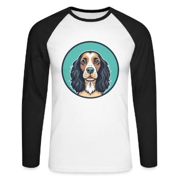 Field Spaniel Hund Rasse Cartoon Kawaii Clipart Haustier - Unisex Baseballshirt langarm - Weiß/Schwarz - Vorne - Nik (191cm)