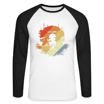 Graphismes de karaté - T-shirt baseball manches longues Homme - blanc/noir - Devant - Nik (191cm)