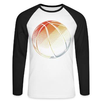 Ballon de basket-ball Vintage - T-shirt baseball manches longues Homme - blanc/noir - Devant - Nik (191cm)