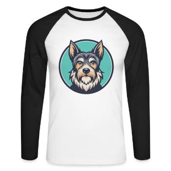 Griffon Bleu De Gascogne Dog Breed Cartoon Kawaii - Unisex Long Sleeve Baseball T-Shirt - white/black - Front - Nik (191cm)