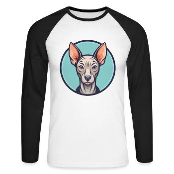 Inka haarlose Hunderasse Cartoon Kawaii Clipart Haustier - Unisex Baseballshirt langarm - Weiß/Schwarz - Vorne - Nik (191cm)