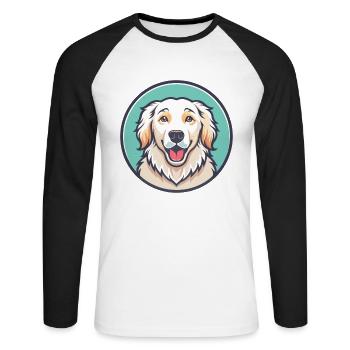 Maremma Sheepdog Dog Breed Cartoon Kawaii Clipart - Unisex Long Sleeve Baseball T-Shirt - white/black - Front - Nik (191cm)
