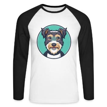 Lucas Terrier Chien Race Dessin animé Kawaii Clipart Animal de compagnie - T-shirt baseball manches longues Homme - blanc/noir - Devant - Nik (191cm)